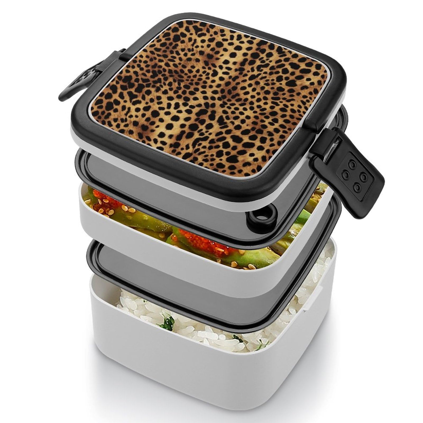 SMAZDFXX Leopard Animal Print Lunch Box with Leak-Proof Lid